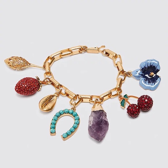 Zara Gold Everything Charms Crystal Bar Circle Link Chain Necklaces - Picture 12 of 16